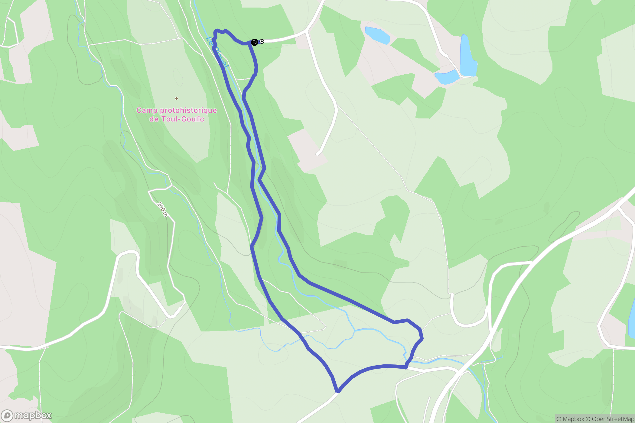 Lanrivain : carte du parcours de randonnée - France