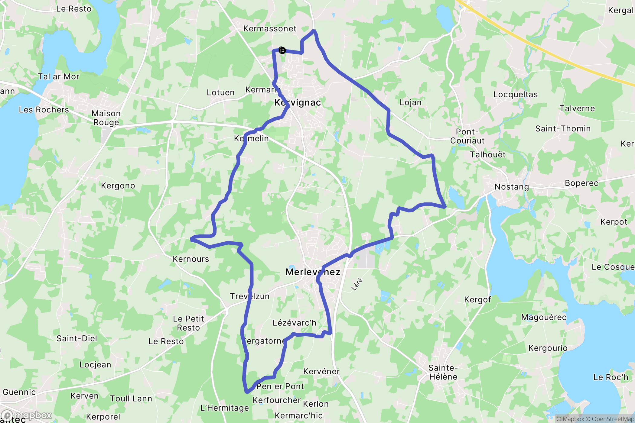 Kervignac : carte du parcours de randonnée - France