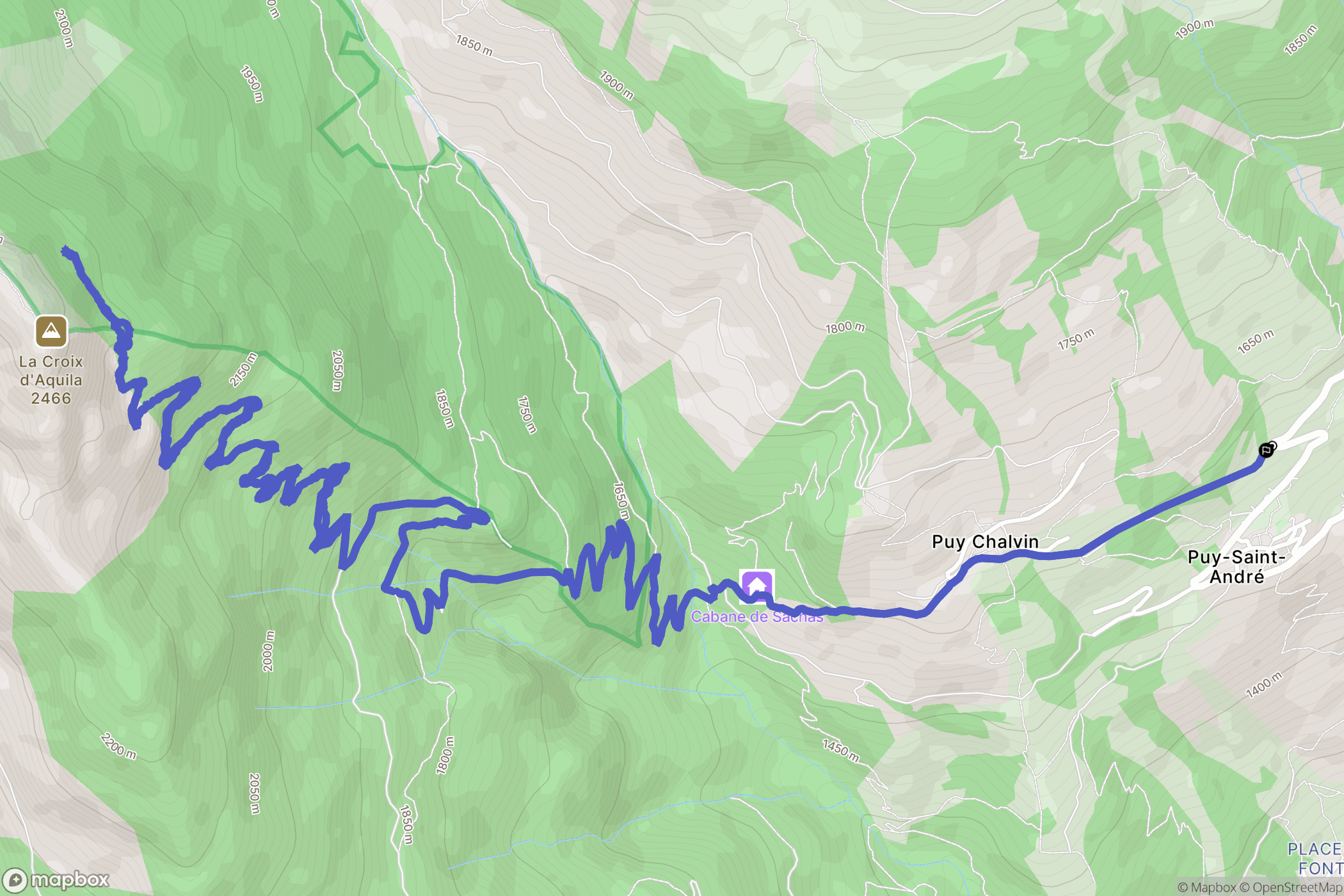 Puy-Saint-André : carte du parcours de randonnée - France