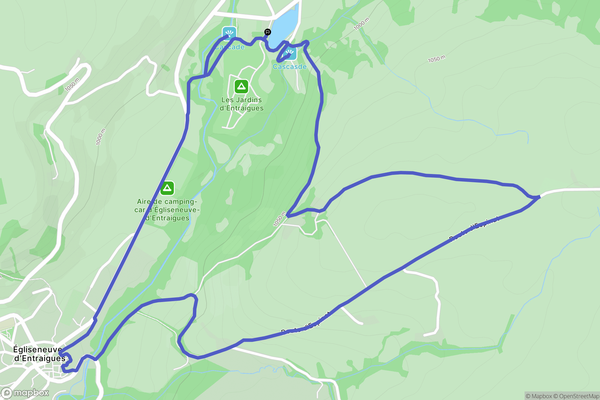 Égliseneuve-d'Entraigues : carte du parcours de randonnée - France