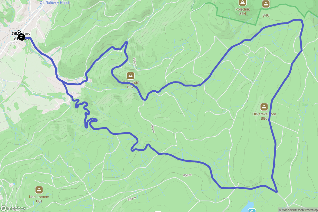 Oldřichov v Hájích: mapa trasy - Czechia