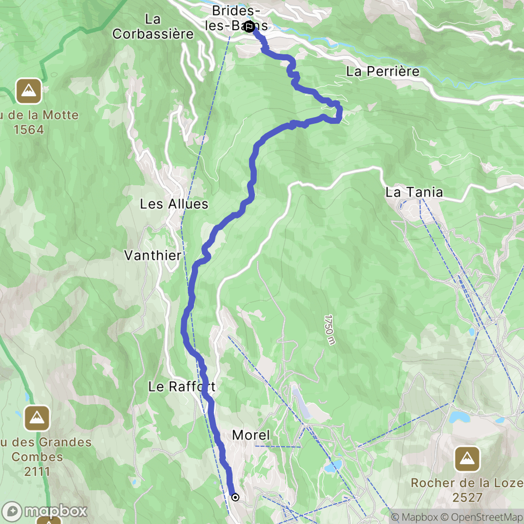 Les Allues : carte du parcours de randonnée - France
