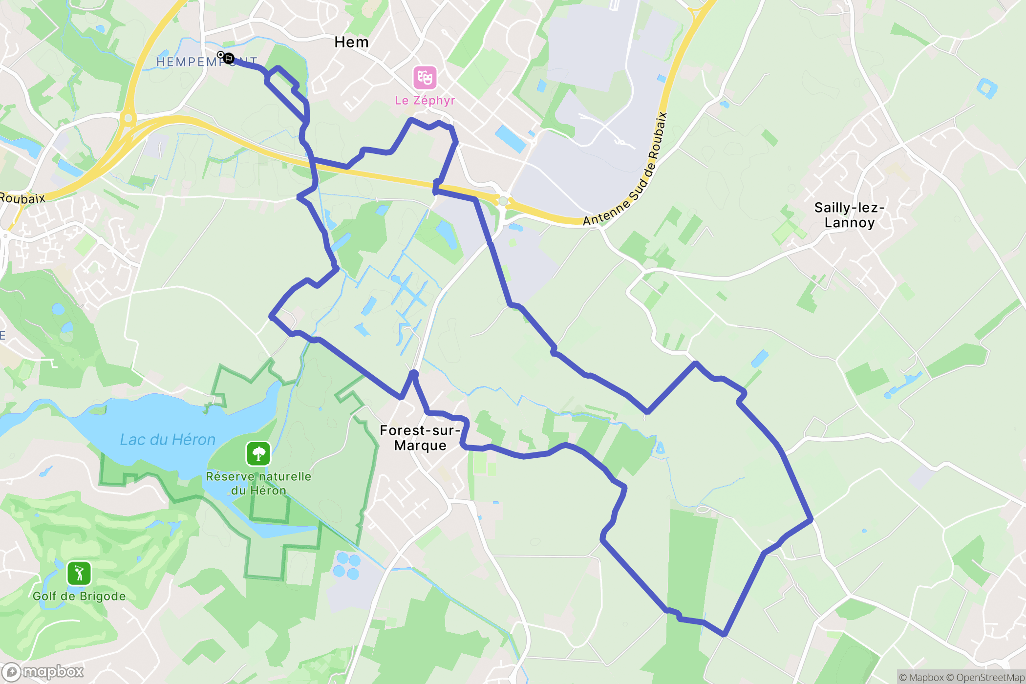 Villeneuve-d'Ascq : carte du parcours de randonnée - France