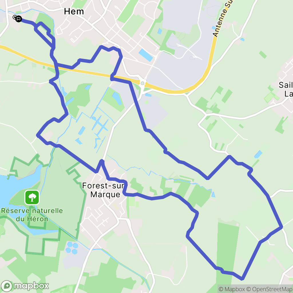 Villeneuve-d'Ascq : carte du parcours de randonnée - France