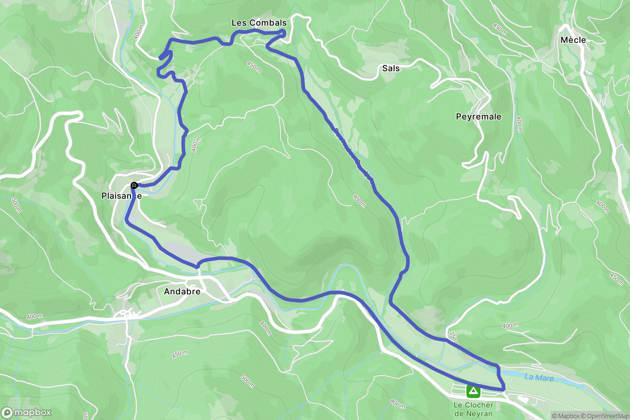 Saint-Génies-de-Varensal : carte du parcours de randonnée - France