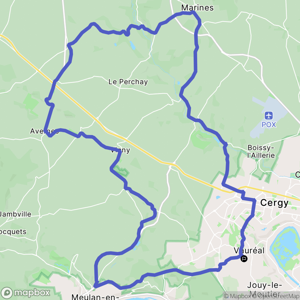 Vauréal : carte du parcours de randonnée - France