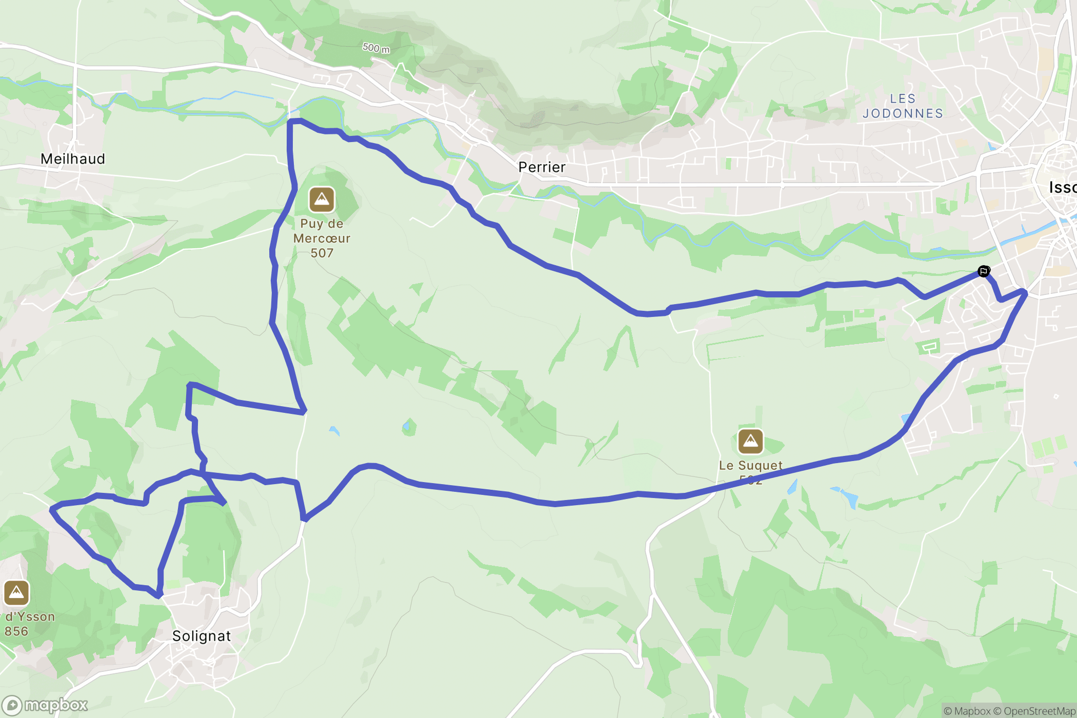 Issoire : carte du parcours de randonnée - France
