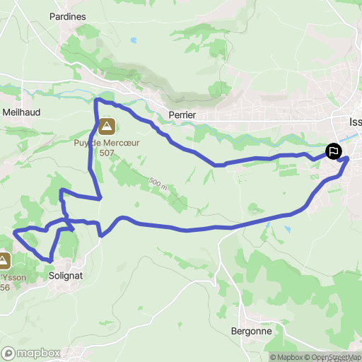 Issoire : carte du parcours de randonnée - France