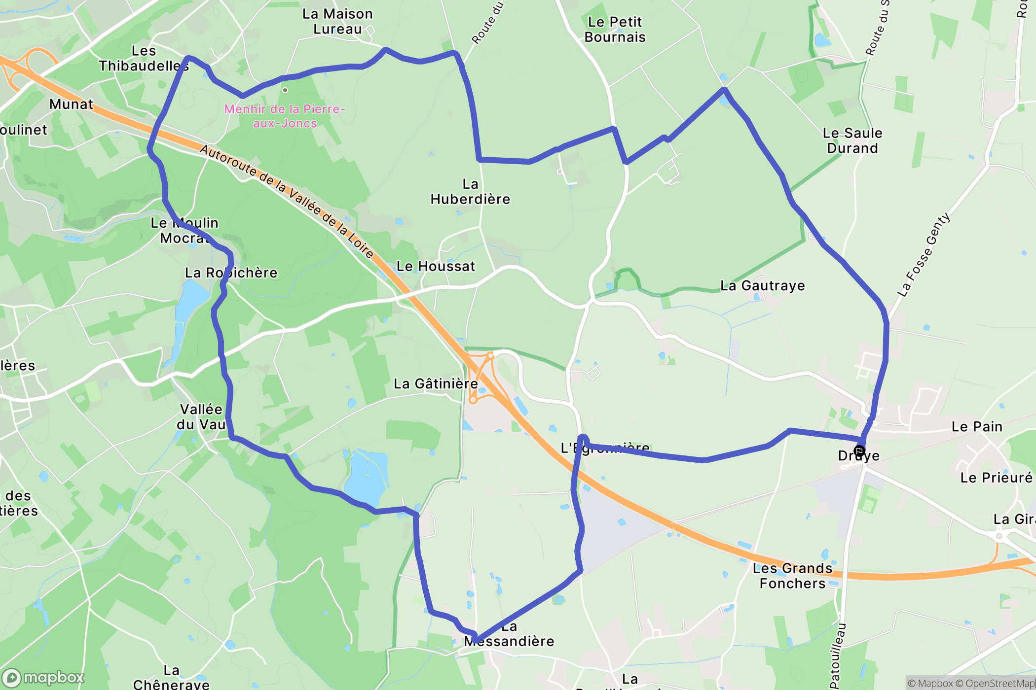 Druye : carte du parcours de randonnée - France