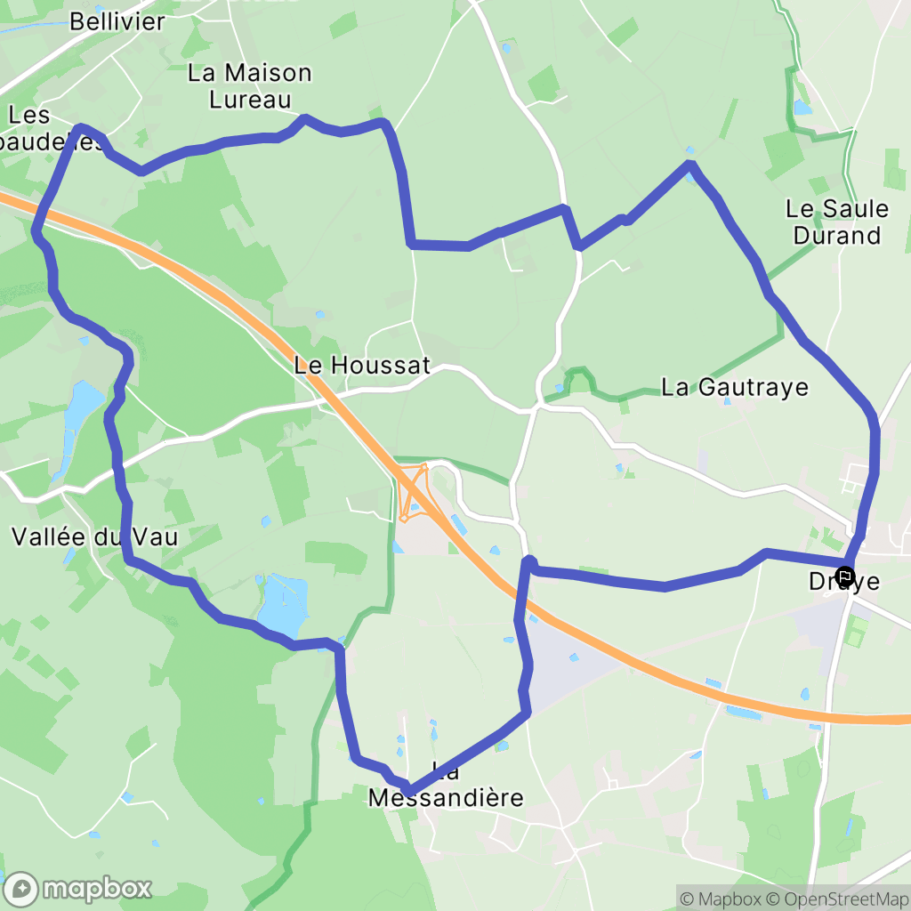 Druye : carte du parcours de randonnée - France