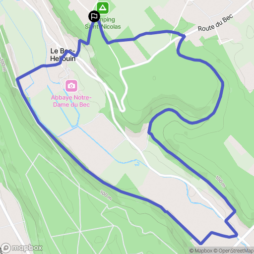 Le Bec-Hellouin : carte du parcours de randonnée - France