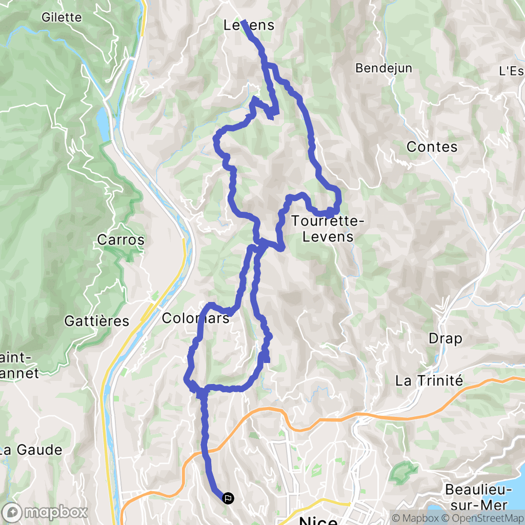 Nice : carte du parcours de randonnée - France