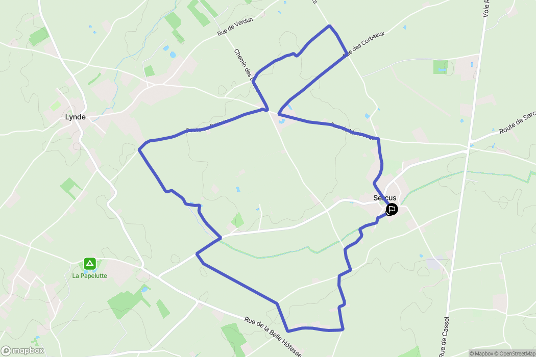 Sercus : carte du parcours de randonnée - France