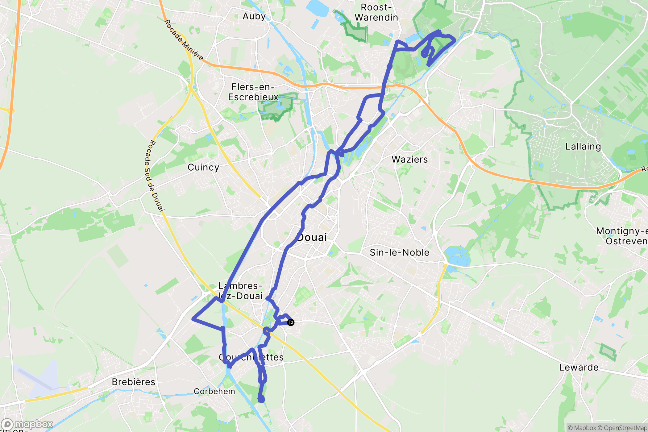 Lambres-Lez-Douai : carte du parcours de randonnée - France