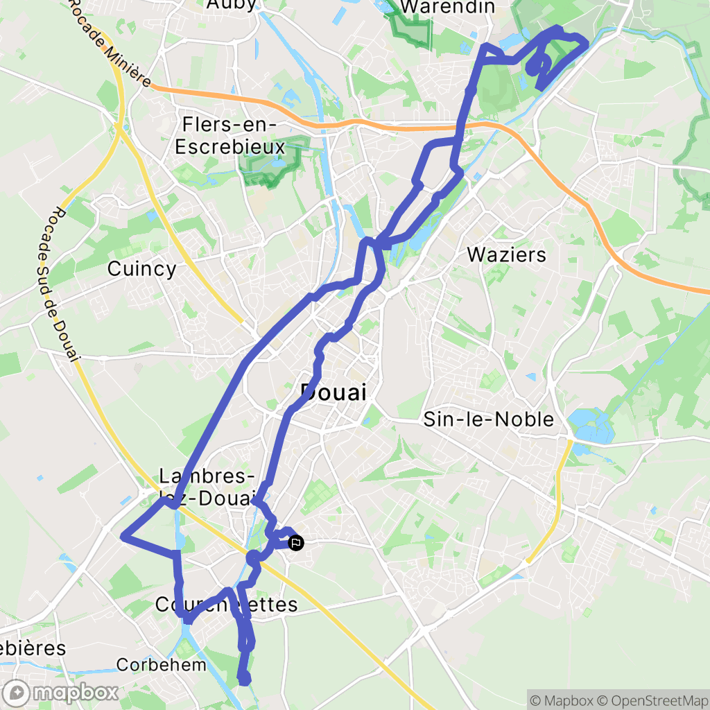 Lambres-Lez-Douai : carte du parcours de randonnée - France