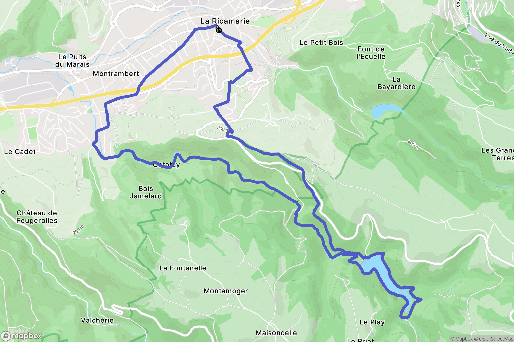 La Ricamarie : carte du parcours de randonnée - France
