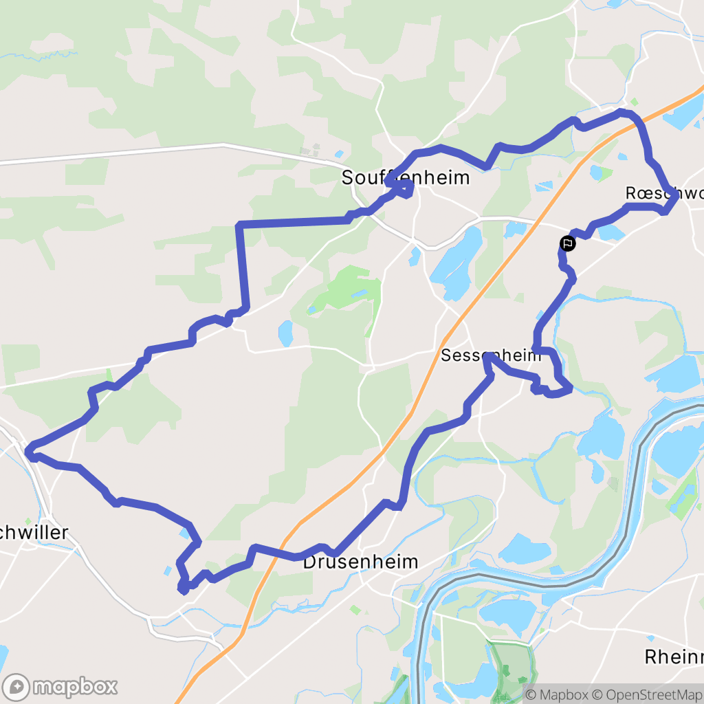 Rountzenheim-Auenheim : carte du parcours de randonnée - France