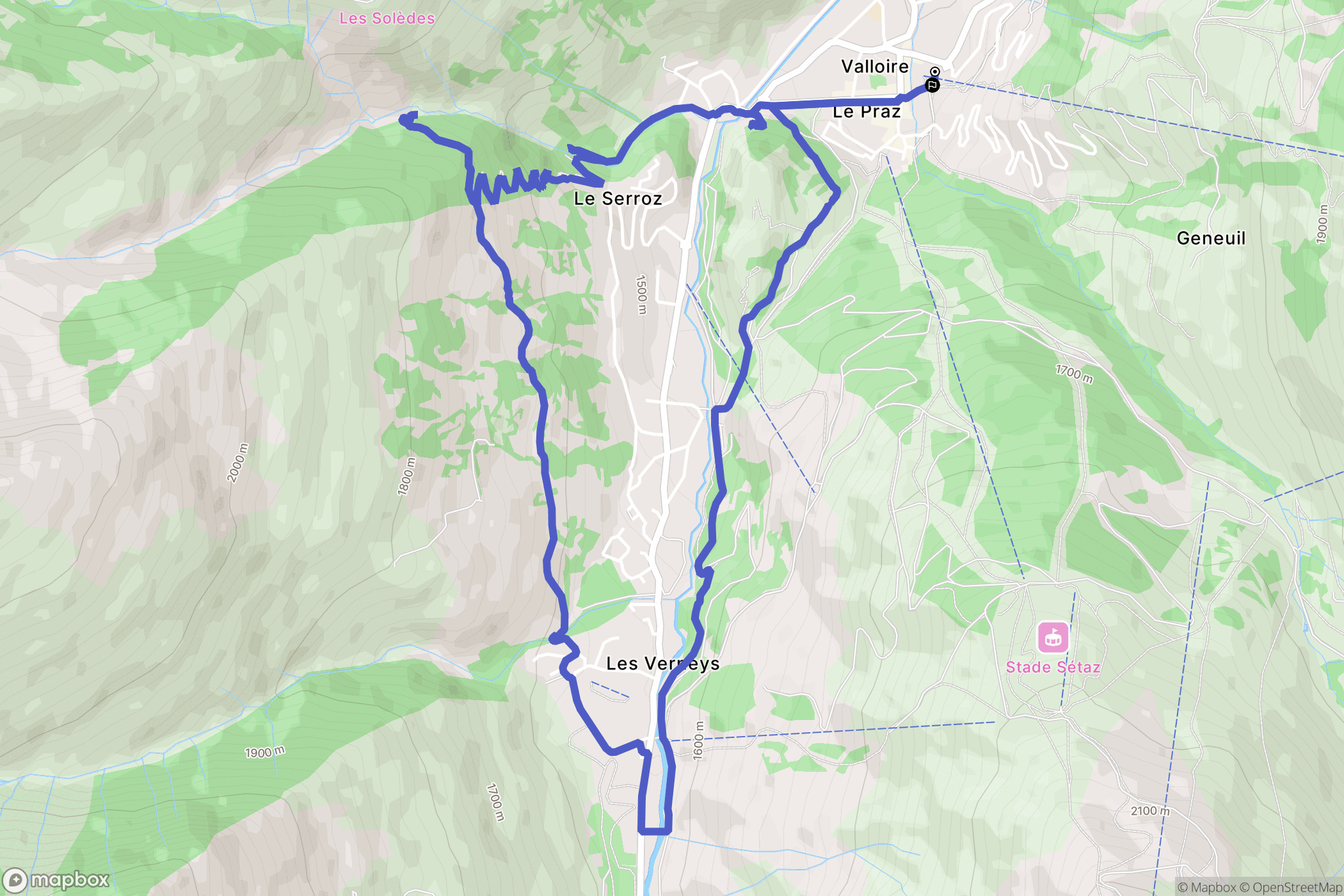 Valloire : carte du parcours de randonnée - France