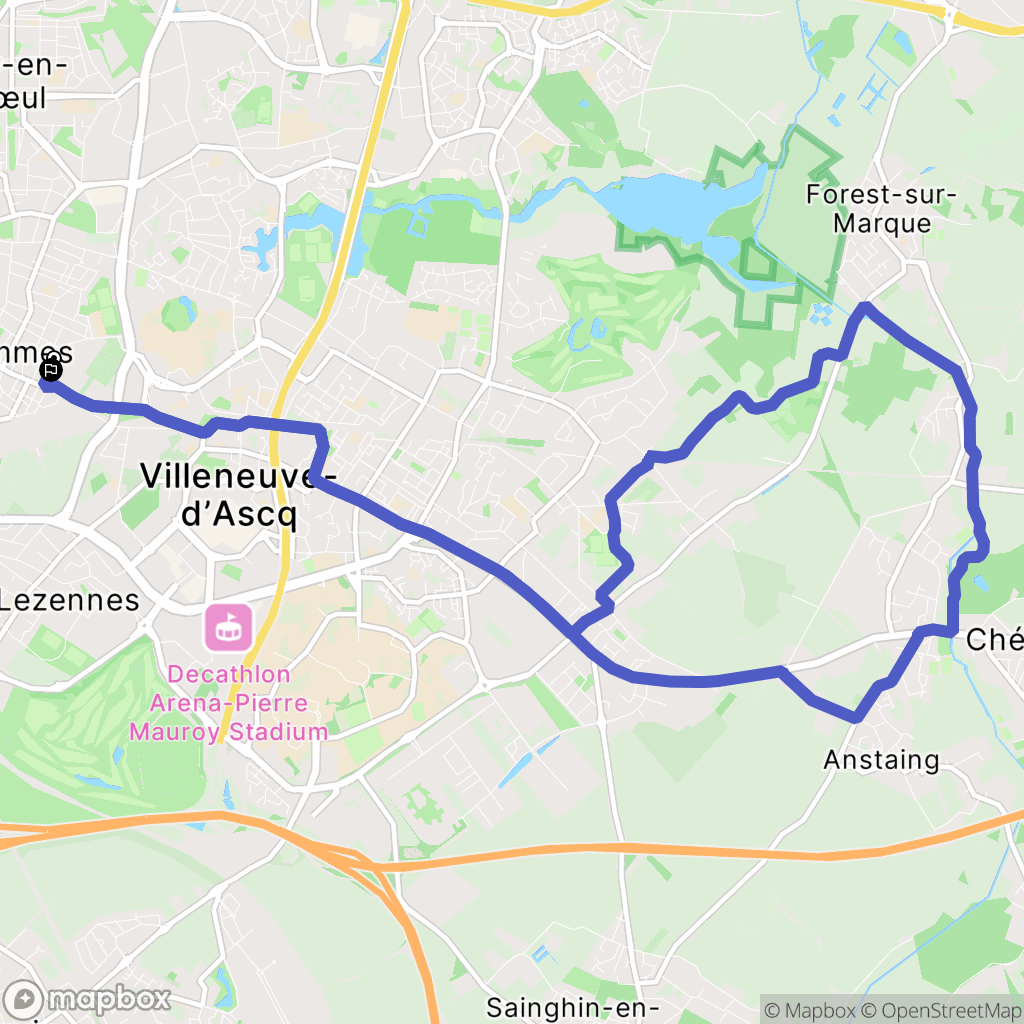Lille : carte du parcours de randonnée - France