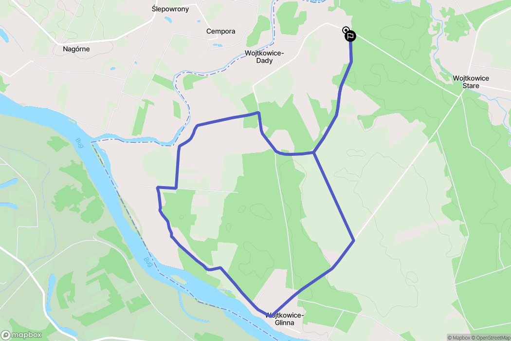 Wojtkowice-Dady: mapa trasy - Poland
