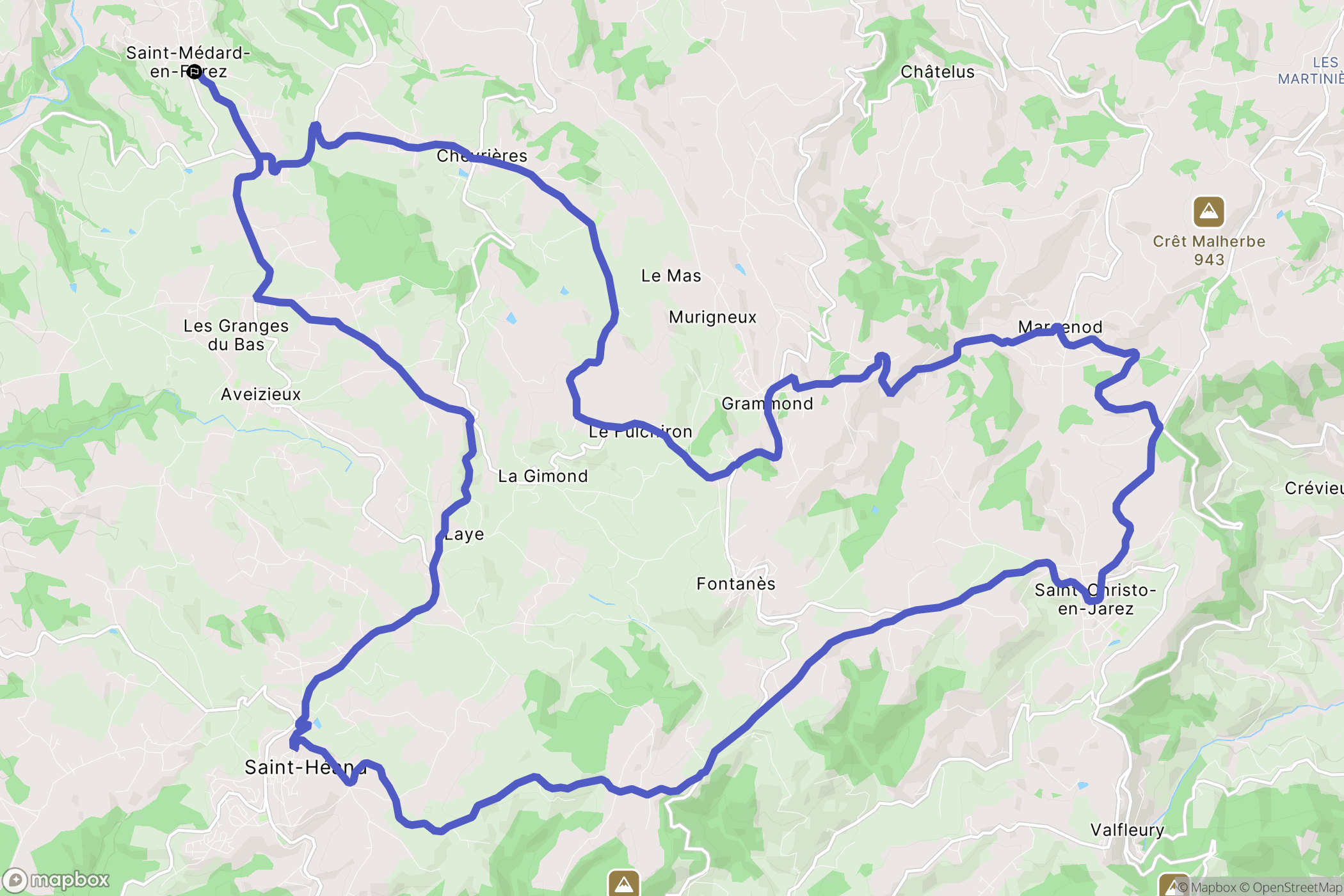 Saint-Médard-en-Forez : carte du parcours de randonnée - France