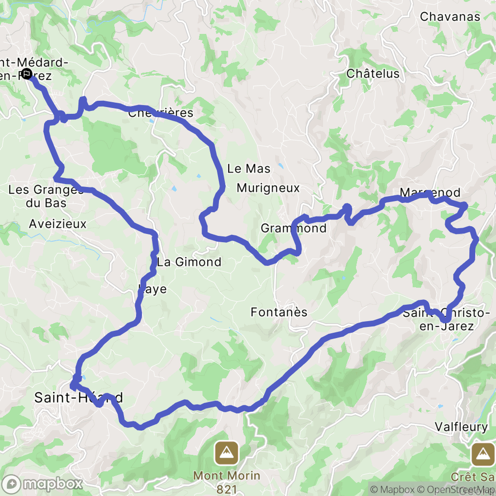 Saint-Médard-en-Forez : carte du parcours de randonnée - France