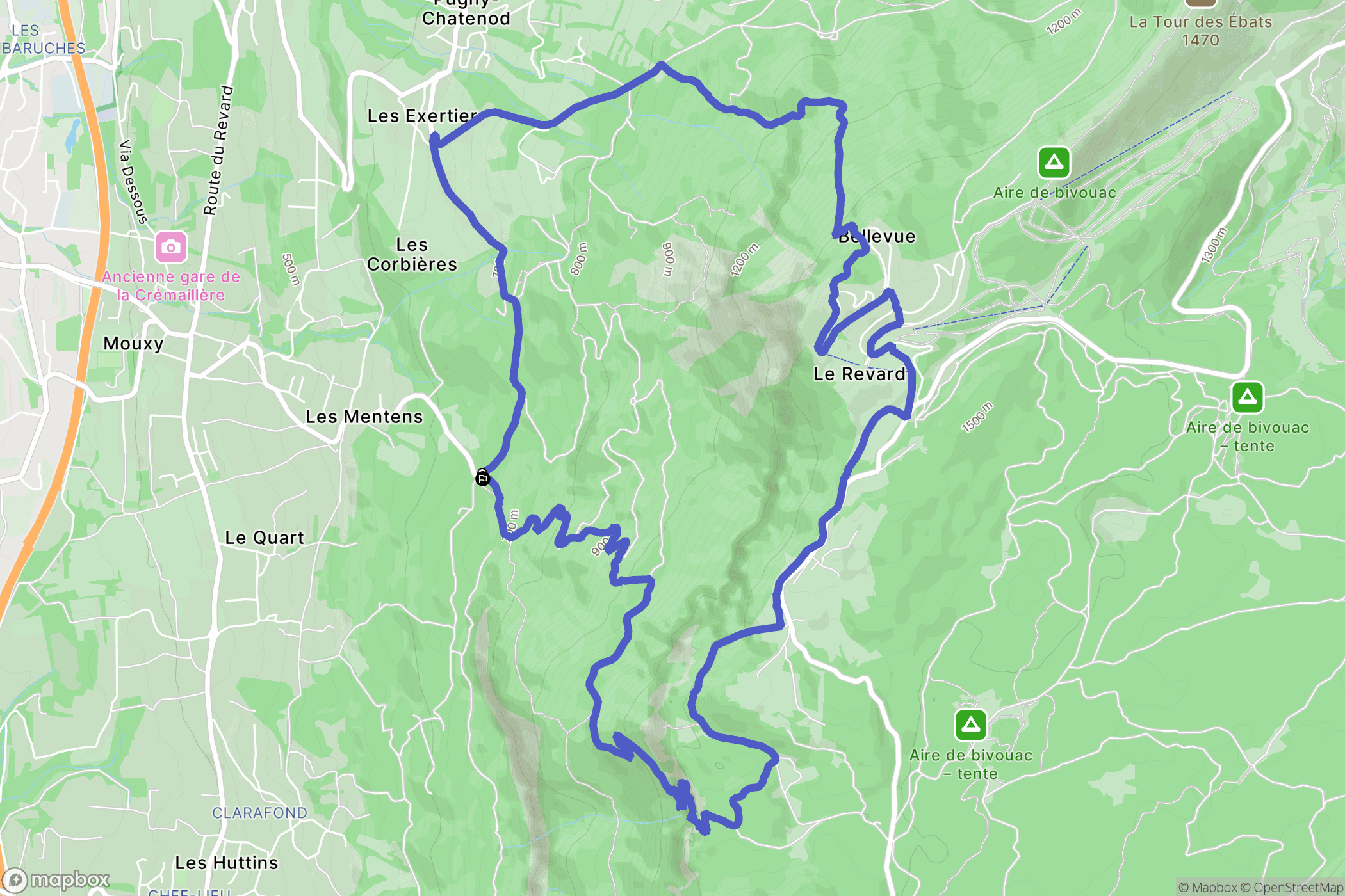 Mouxy : carte du parcours de randonnée - France