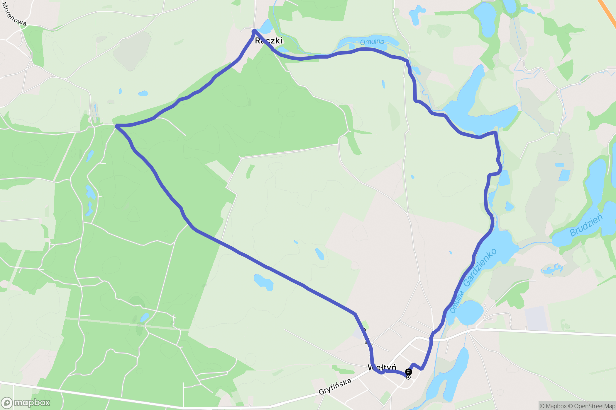 Wełtyń: mapa trasy - Poland