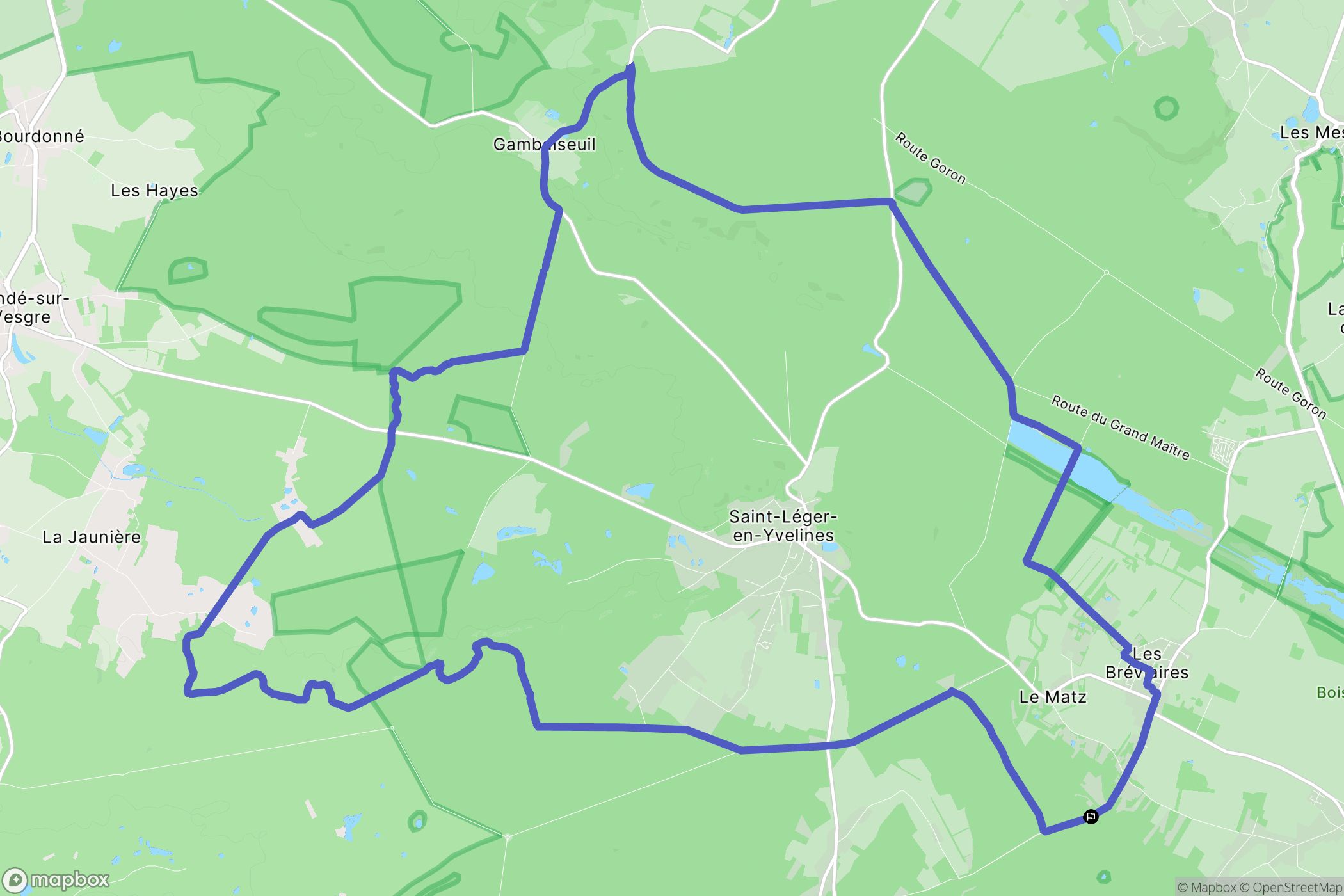 Les Bréviaires : carte du parcours de randonnée - France
