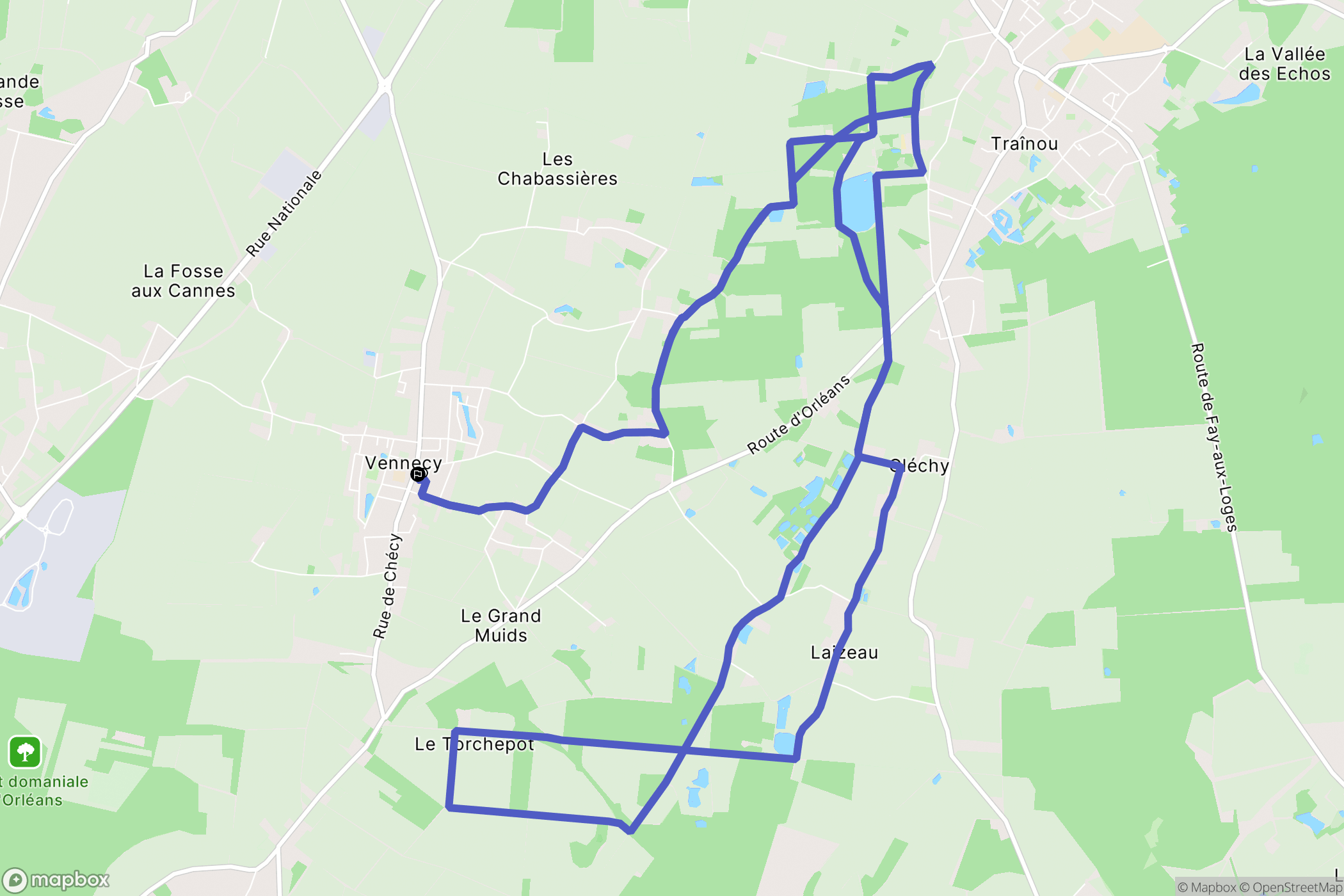 Vennecy : carte du parcours de randonnée - France
