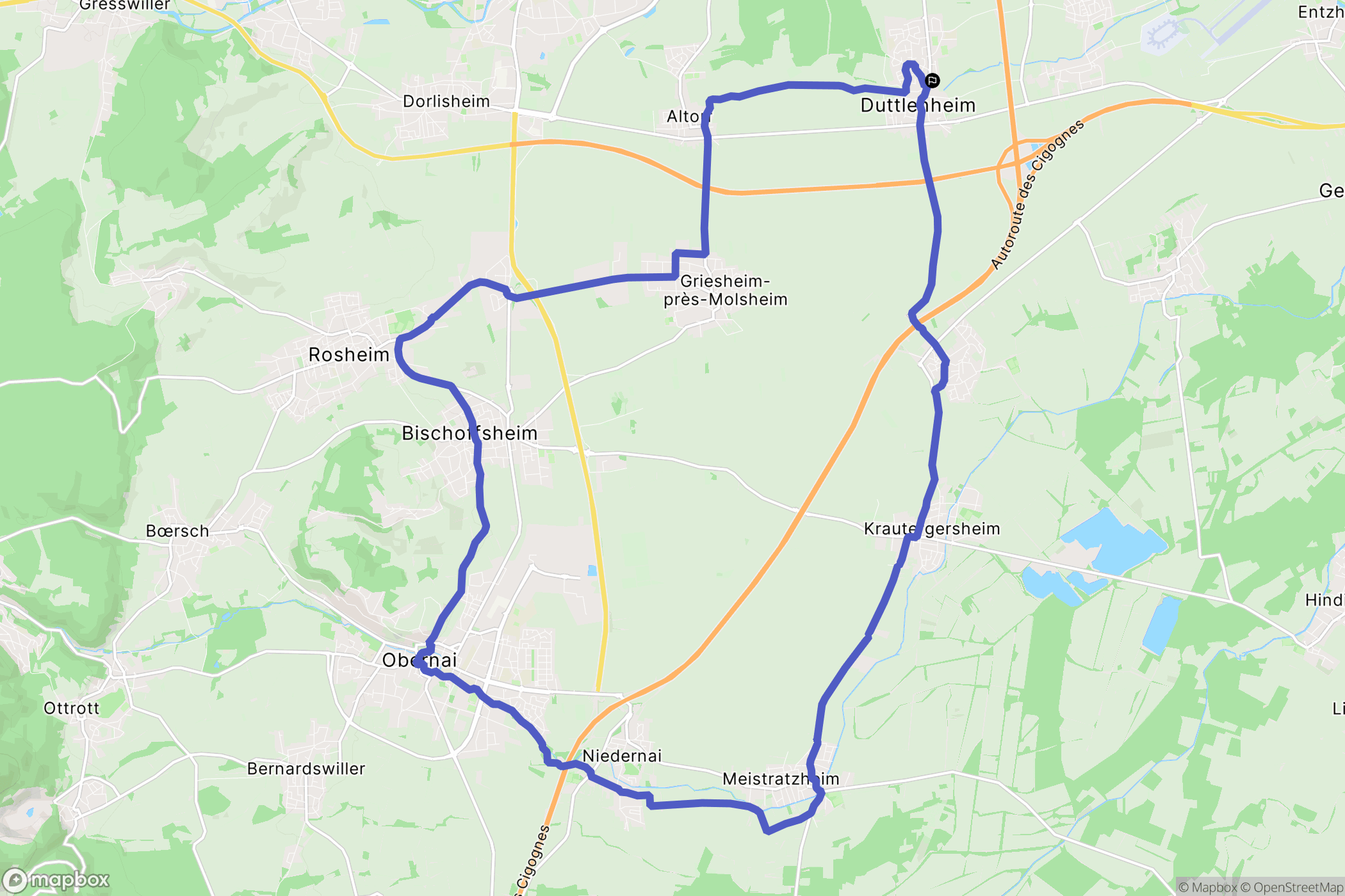 Duttlenheim : carte du parcours de randonnée - France