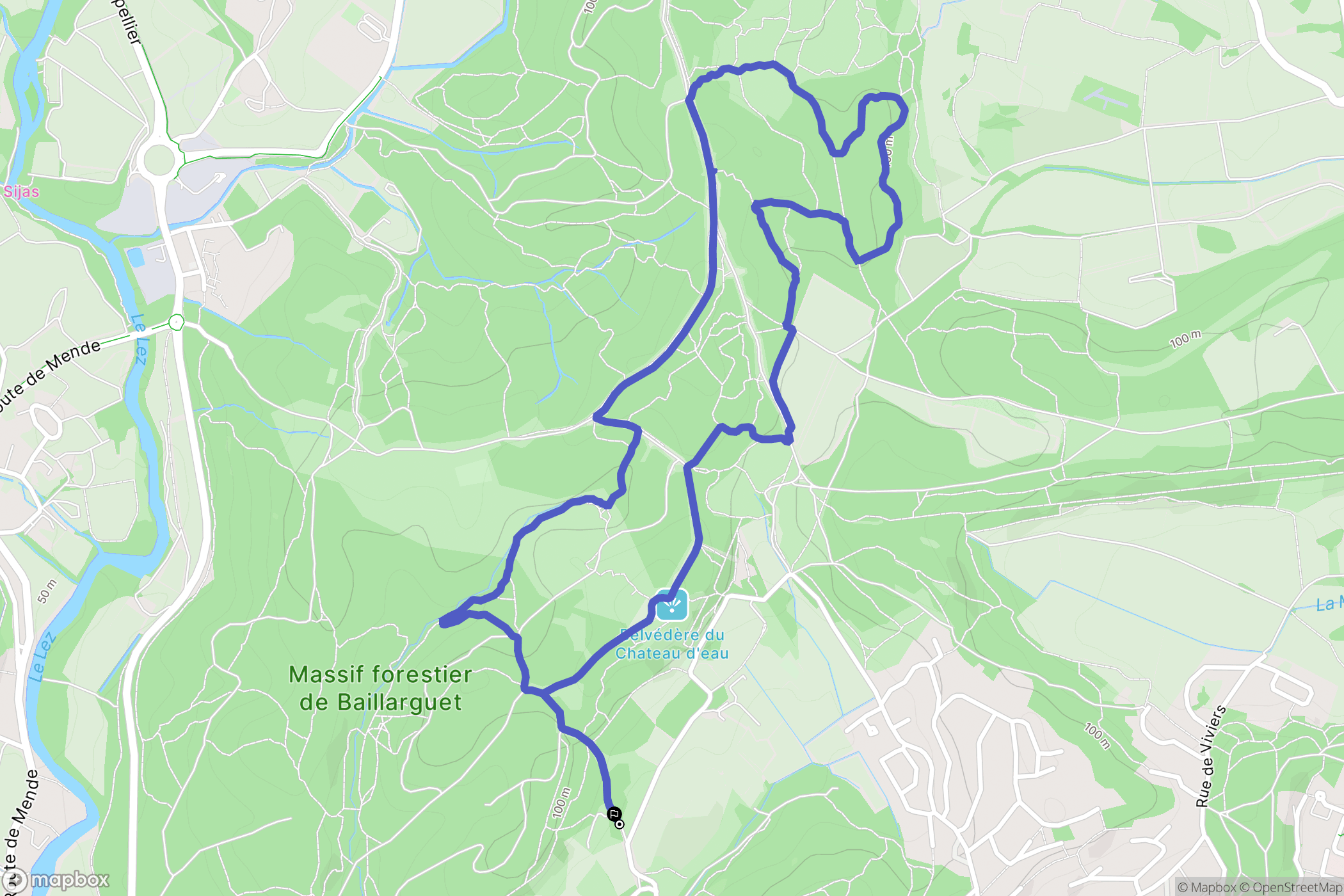 Clapiers : carte du parcours de randonnée - France