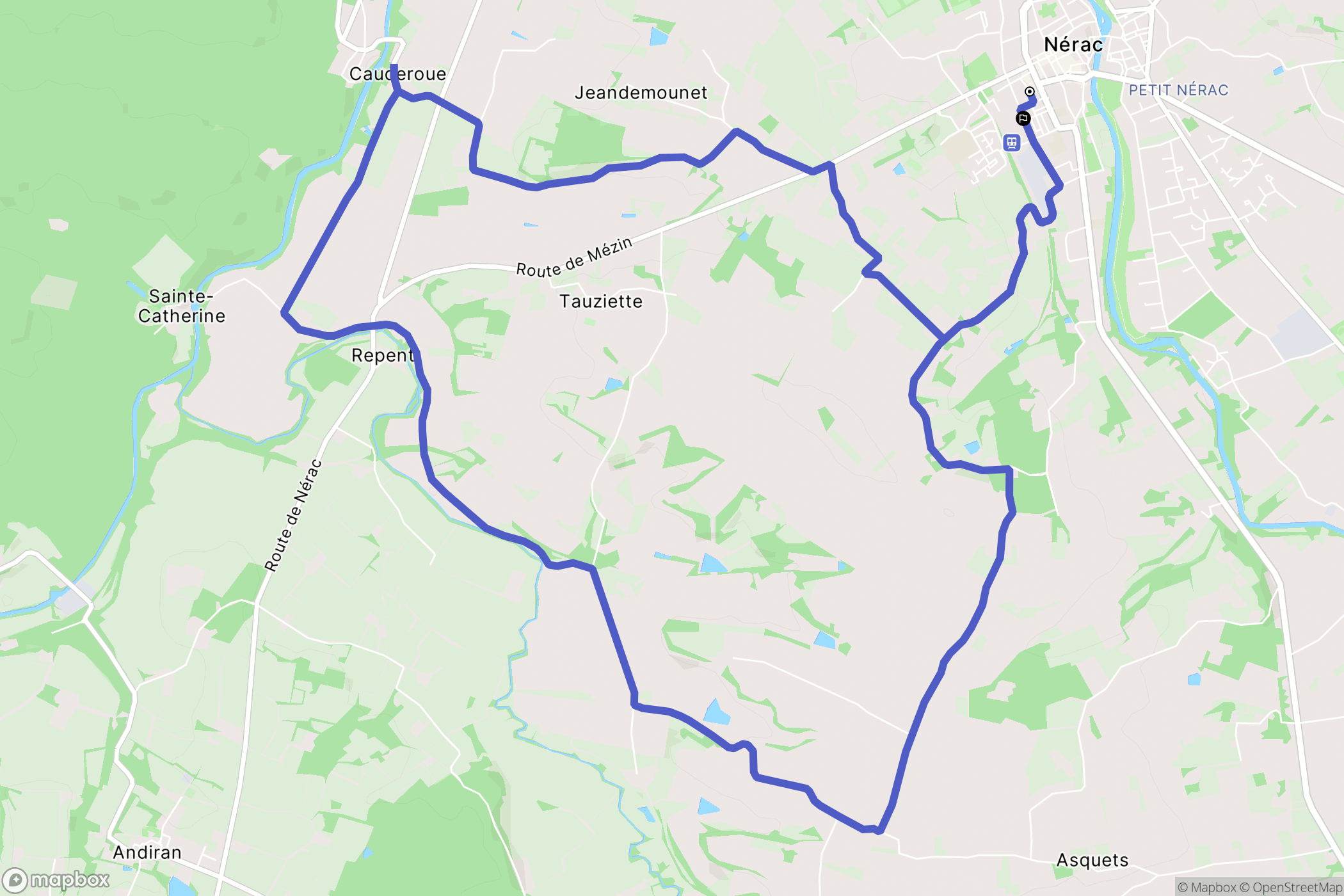Nérac : carte du parcours de randonnée - France