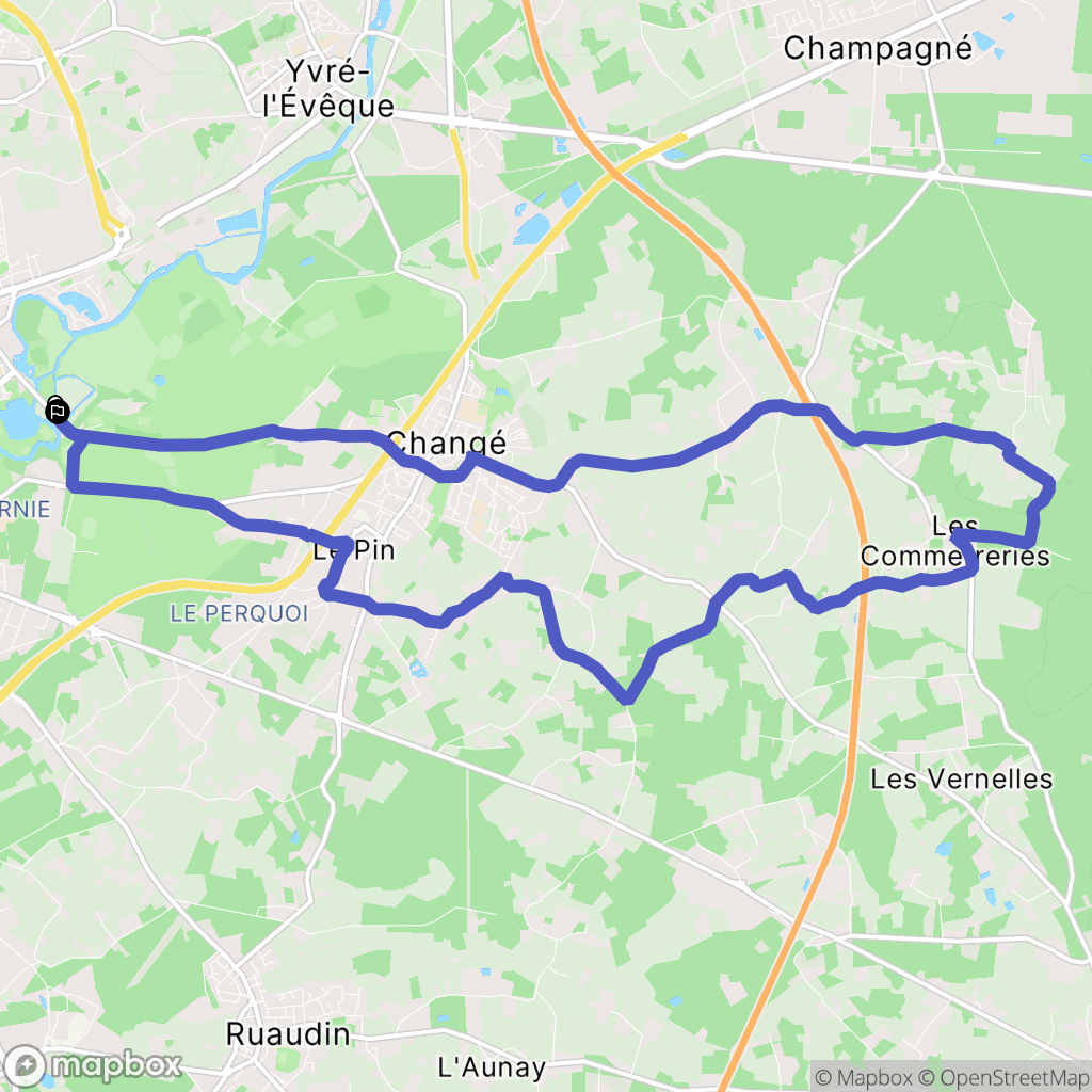 Le Mans : carte du parcours de randonnée - France