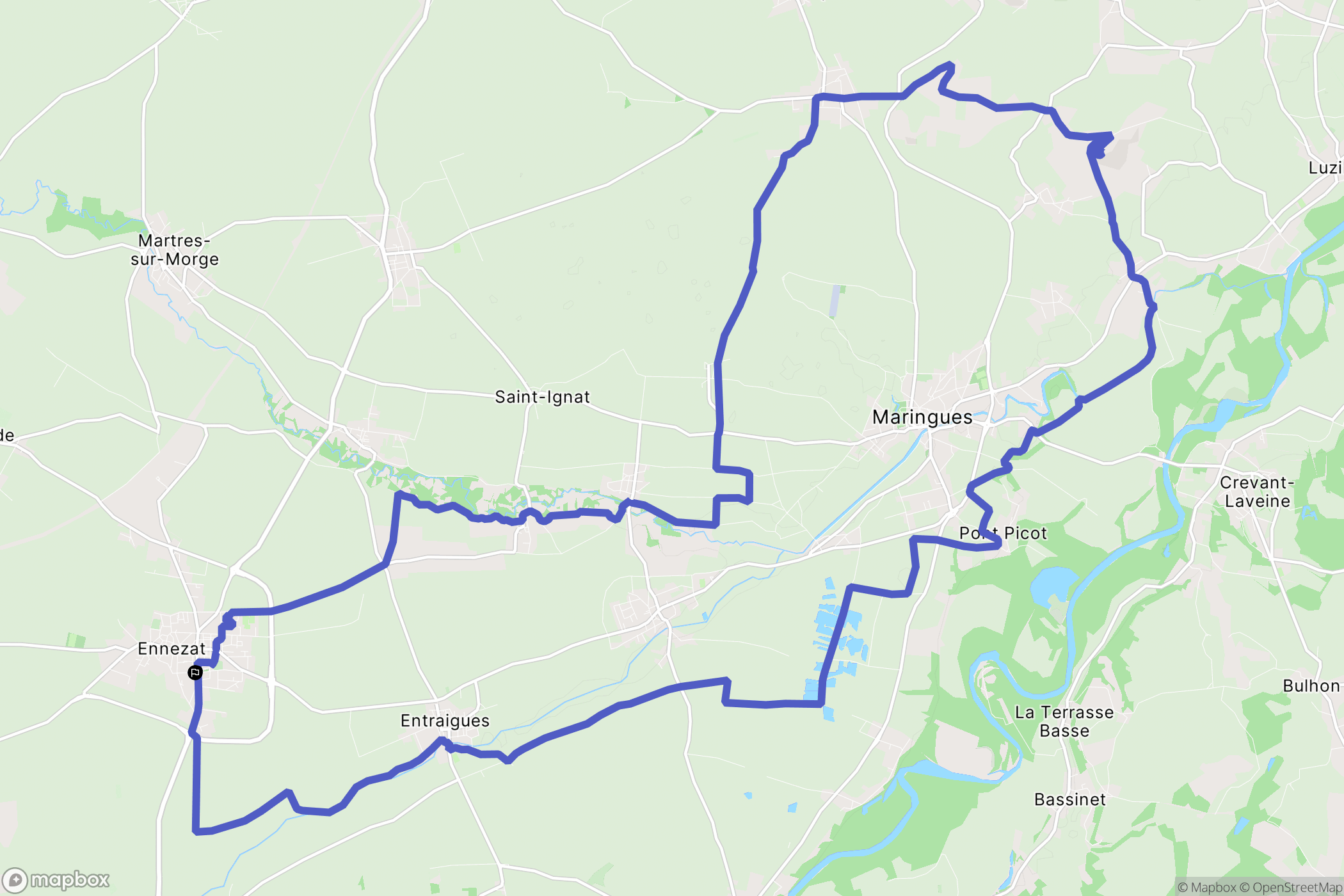 Ennezat : carte du parcours de randonnée - France