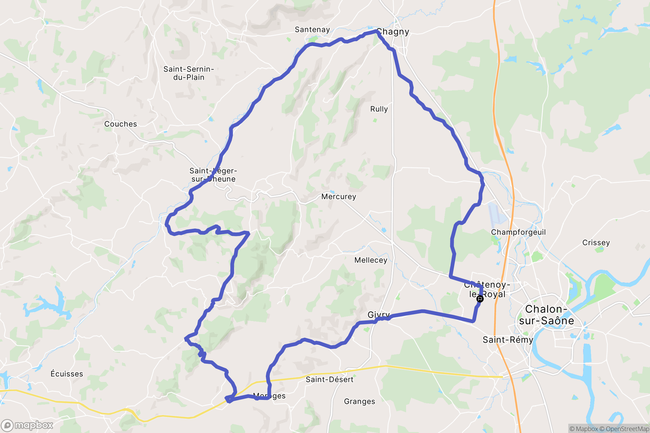 Châtenoy-le-Royal : carte du parcours de randonnée - France