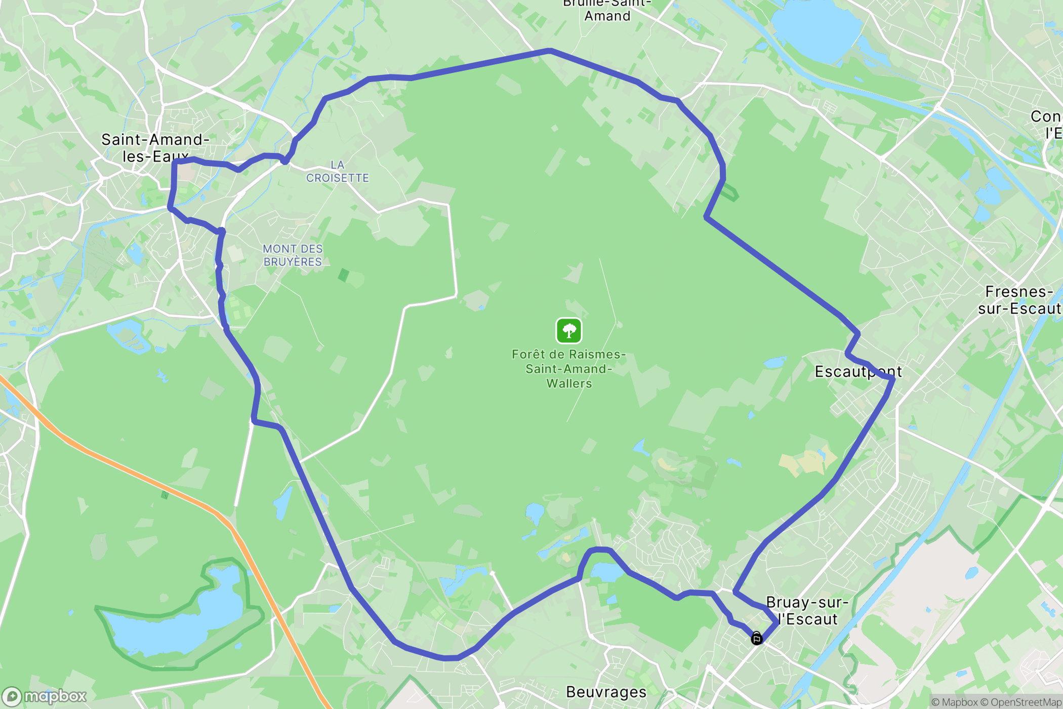 Bruay-sur-l'Escaut : carte du parcours de randonnée - France