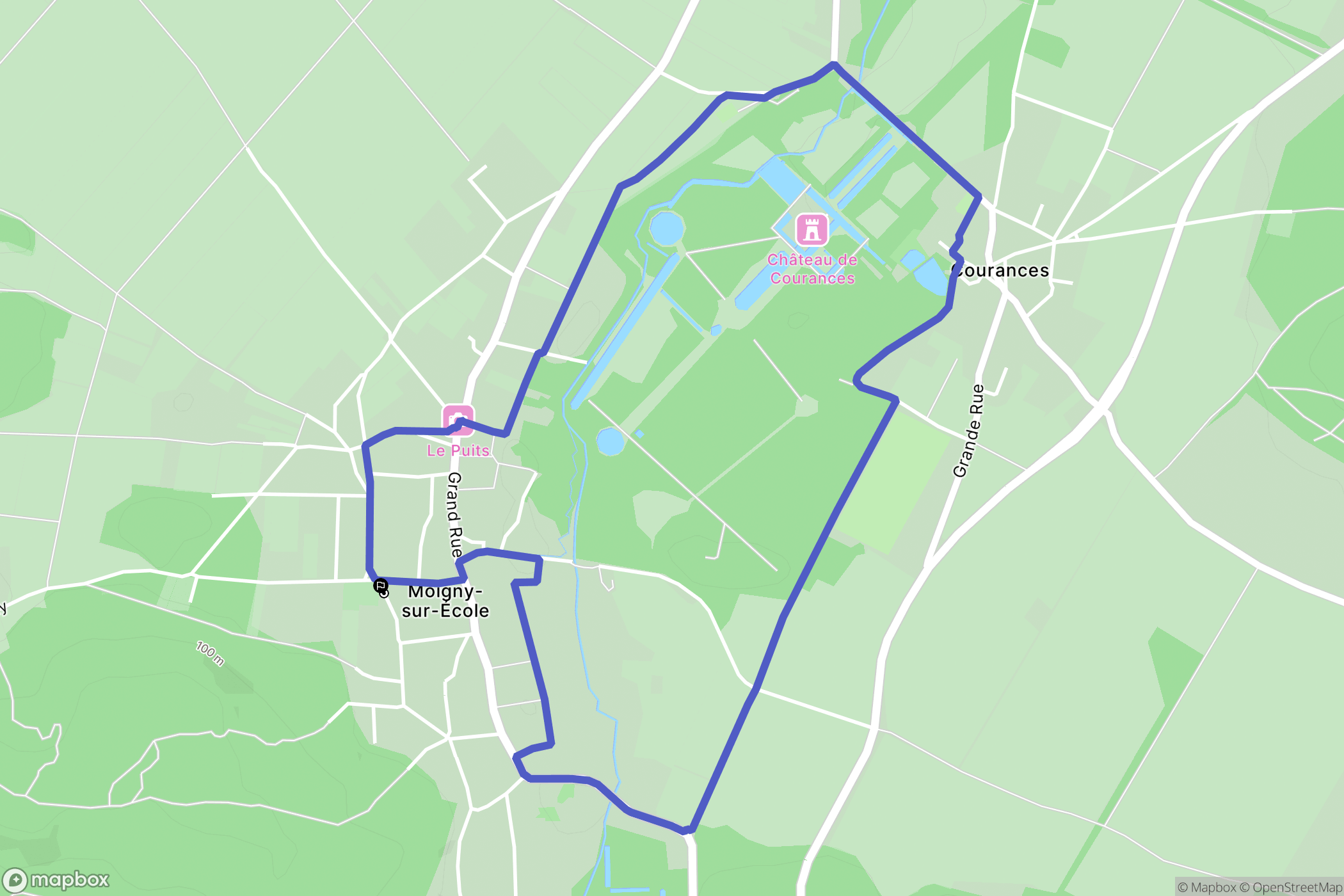 Moigny-sur-École : carte du parcours de randonnée - France