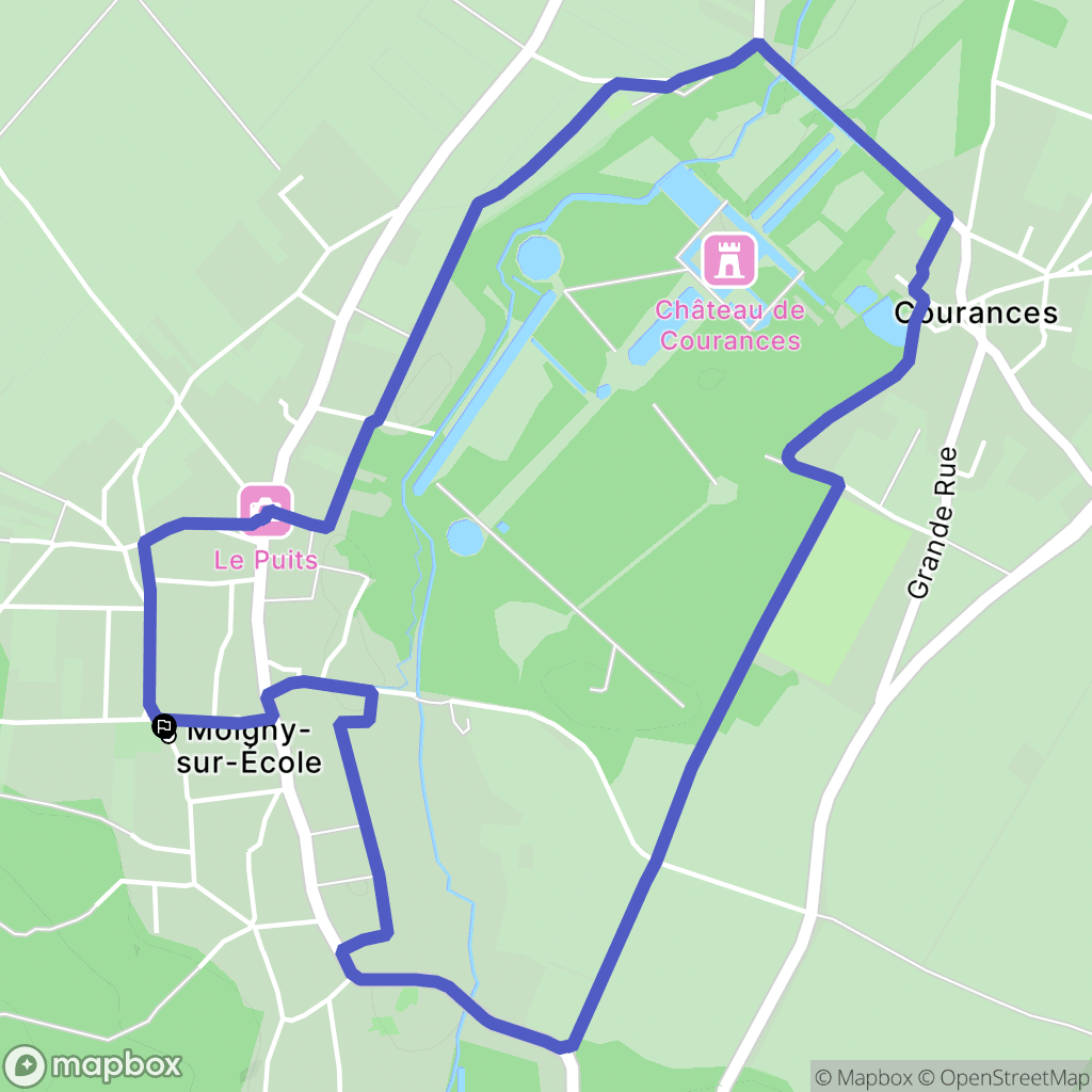 Moigny-sur-École : carte du parcours de randonnée - France