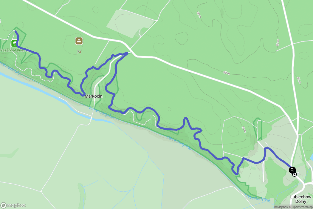 Lubiechów Dolny: mapa trasy - Poland