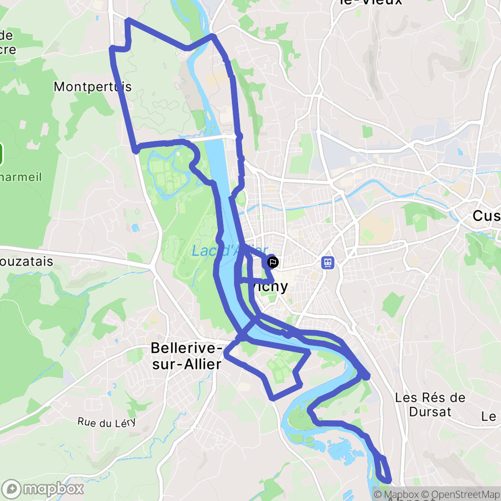 Vichy : carte du parcours de randonnée - France