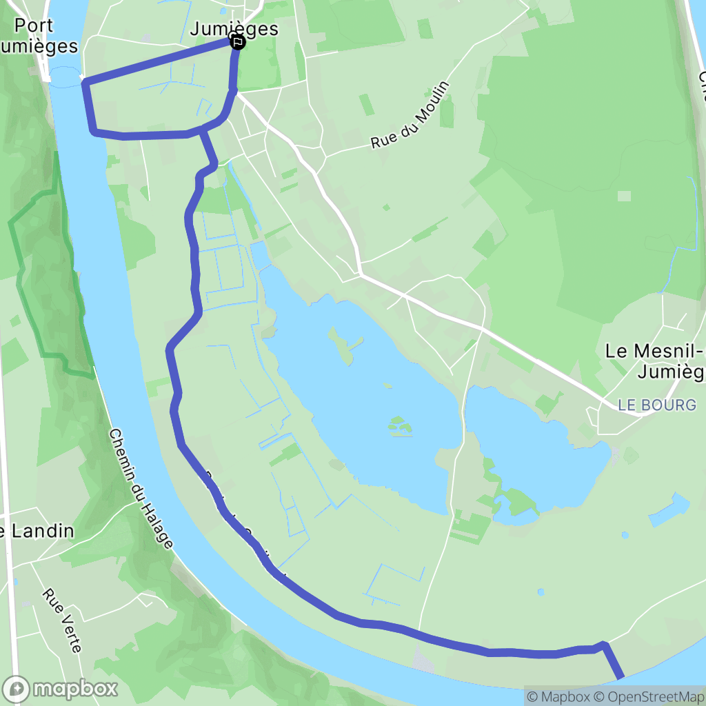 Jumièges : carte du parcours de randonnée - France