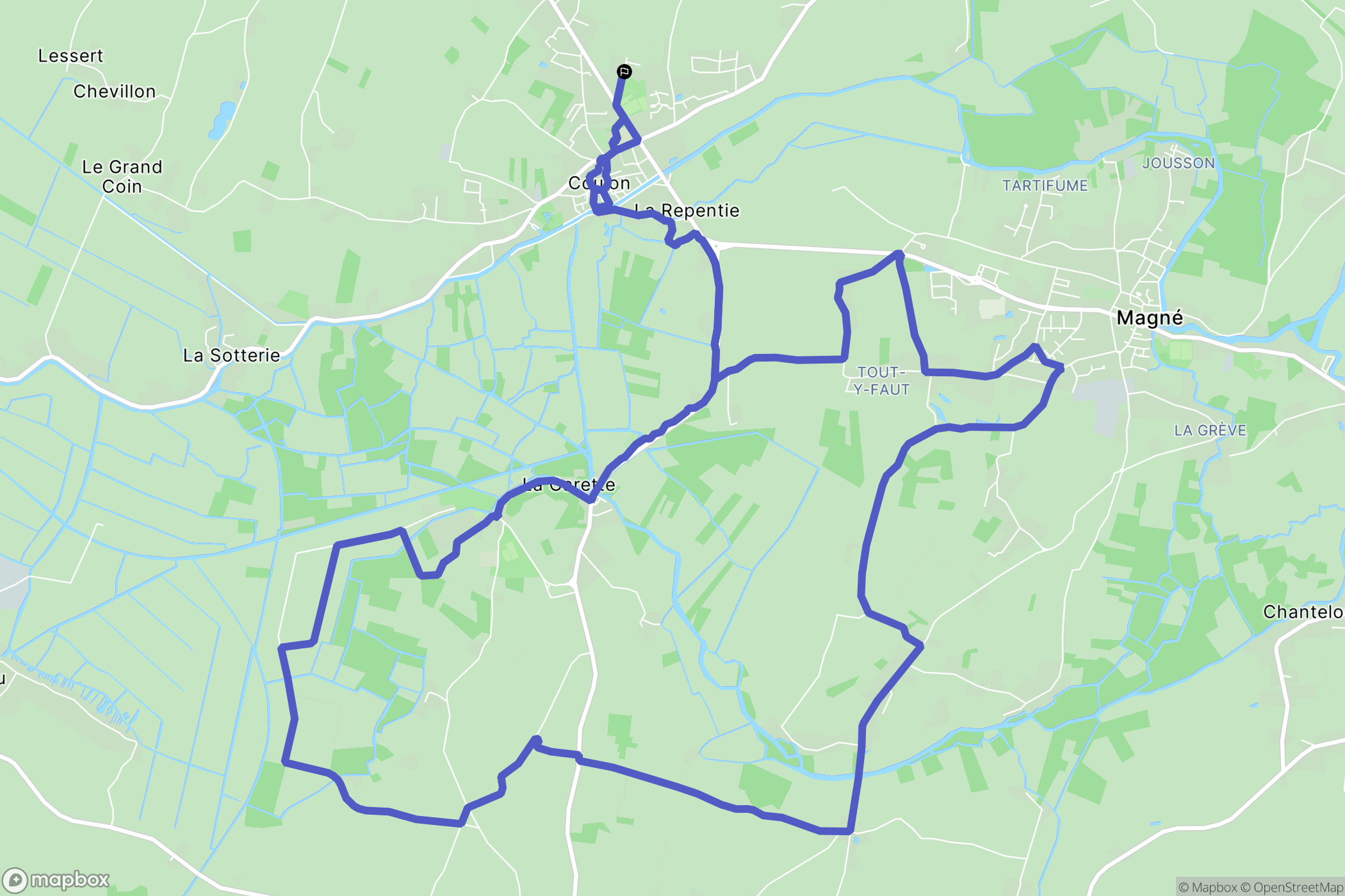 Coulon : carte du parcours de randonnée - France
