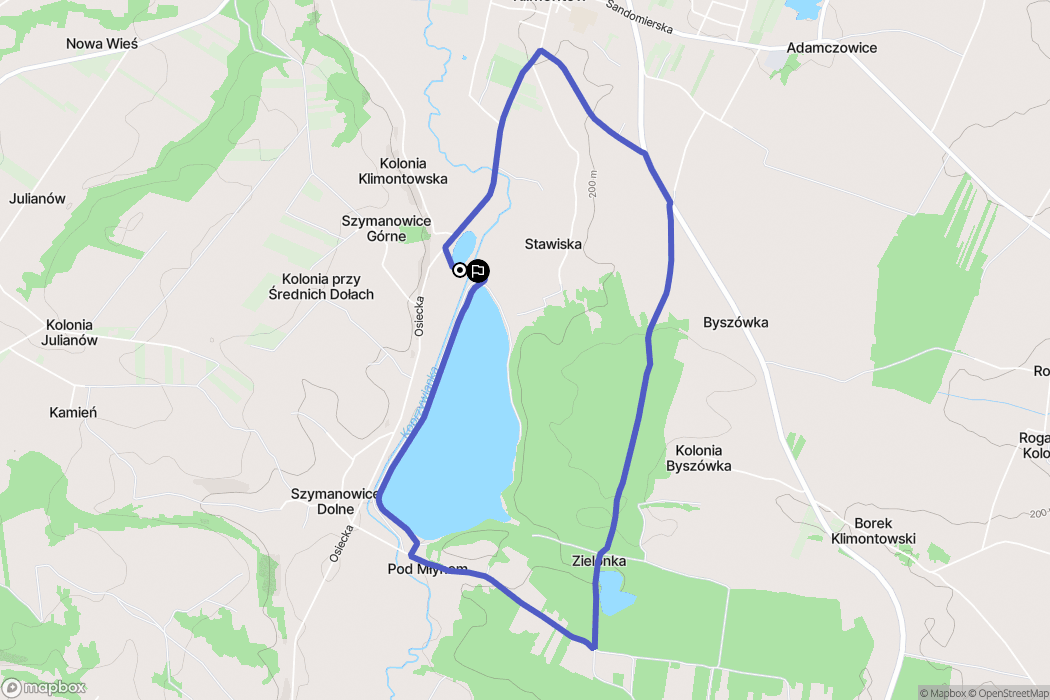 Klimontów: mapa trasy - Poland