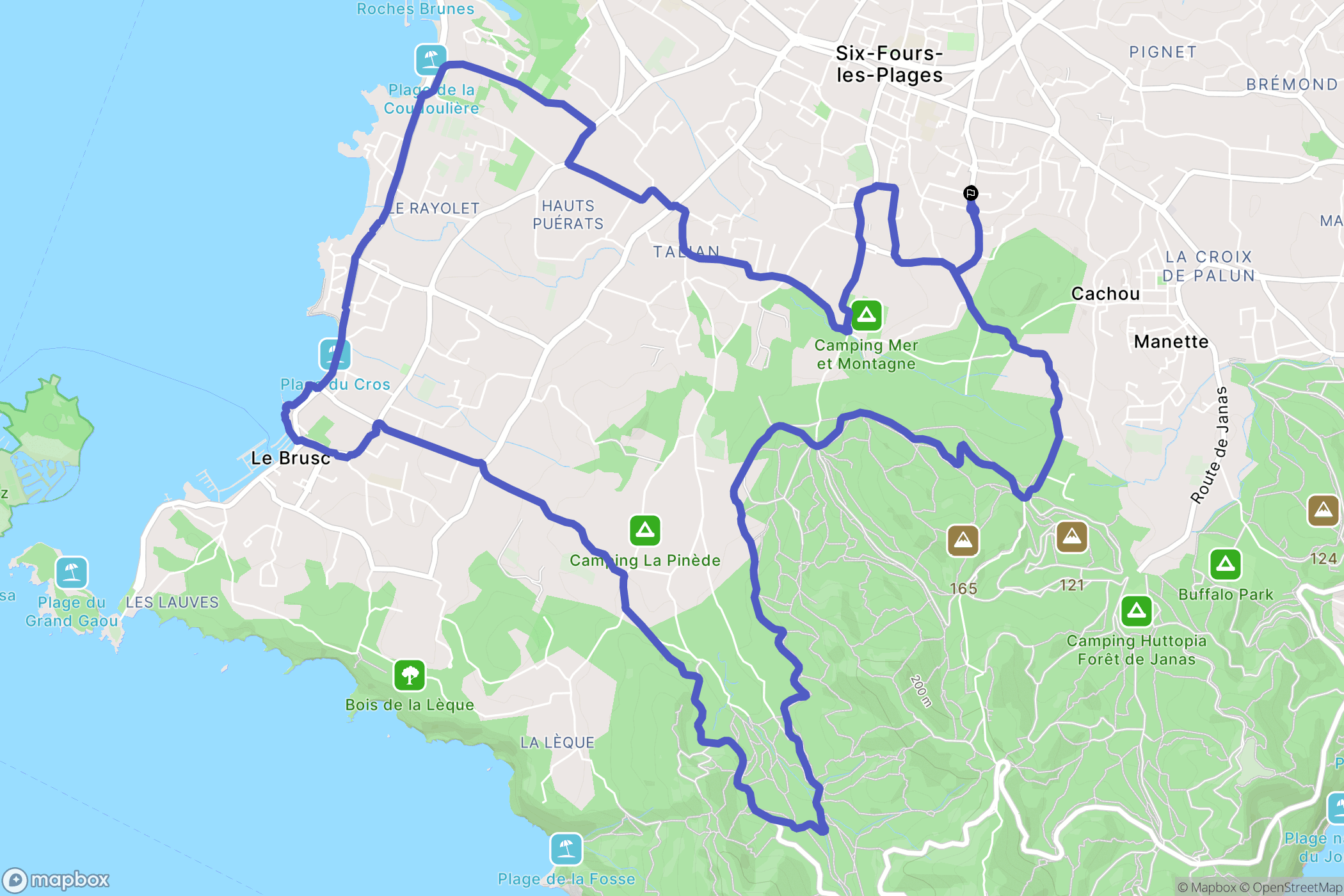 Six-Fours-les-Plages : carte du parcours de randonnée - France