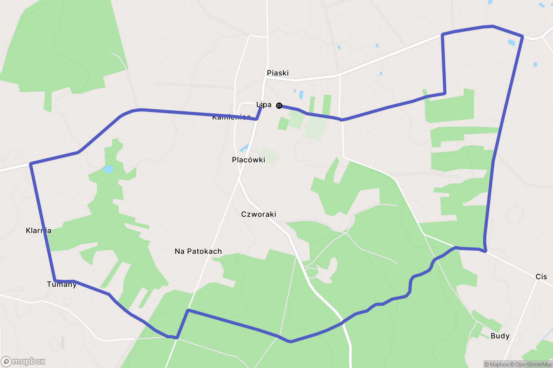 Lipa: mapa trasy - Poland