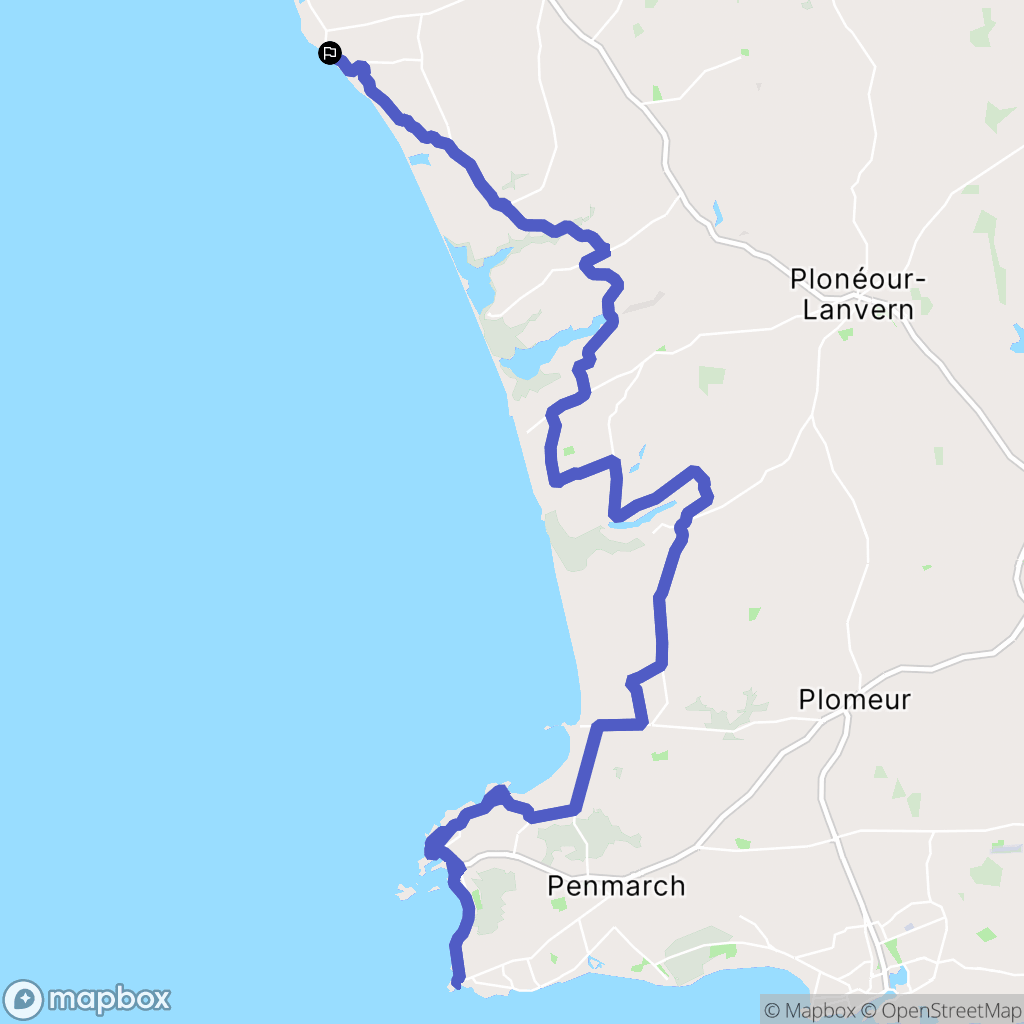 Pouldreuzic : carte du parcours de randonnée - France