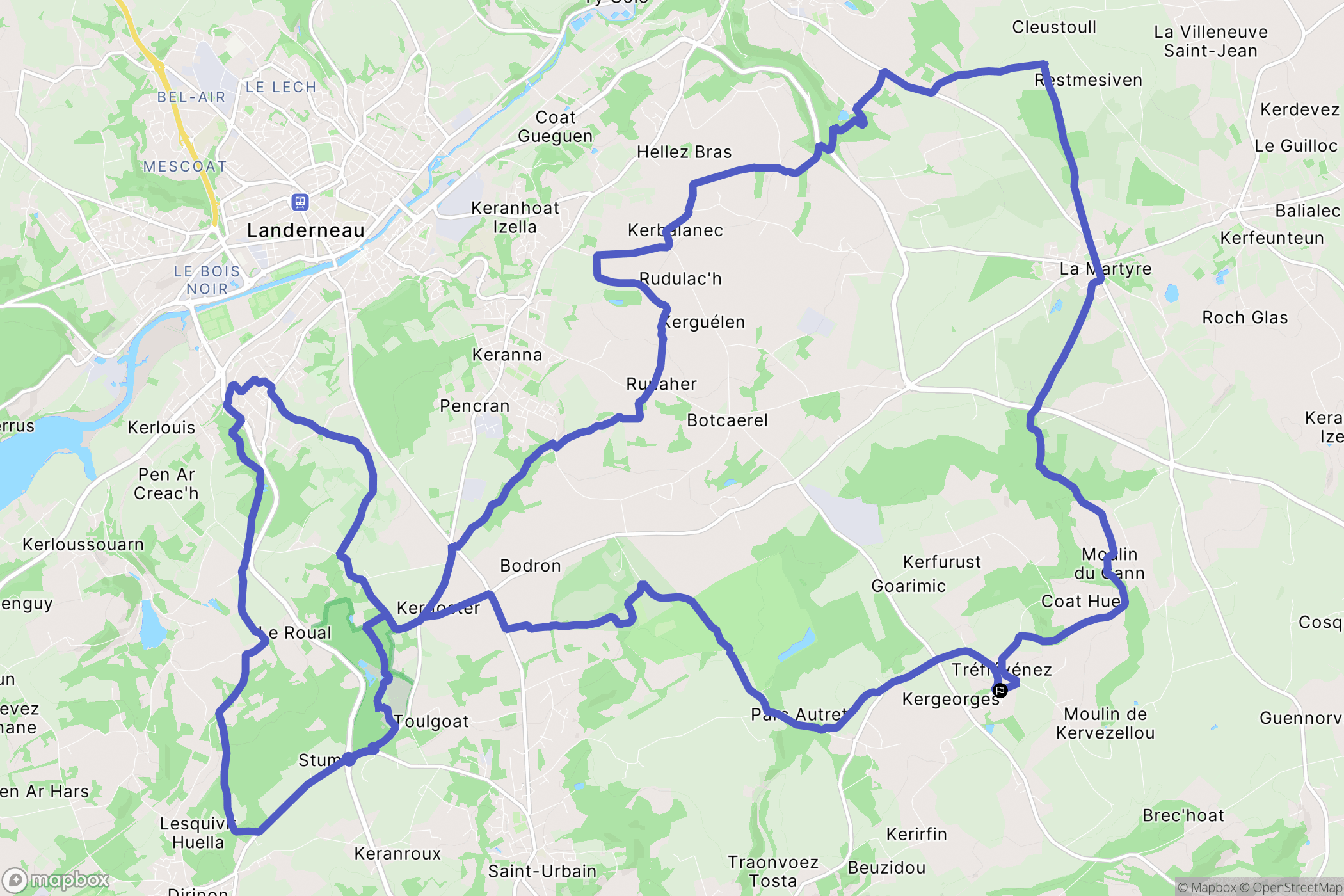 Tréflévénez : carte du parcours de randonnée - France
