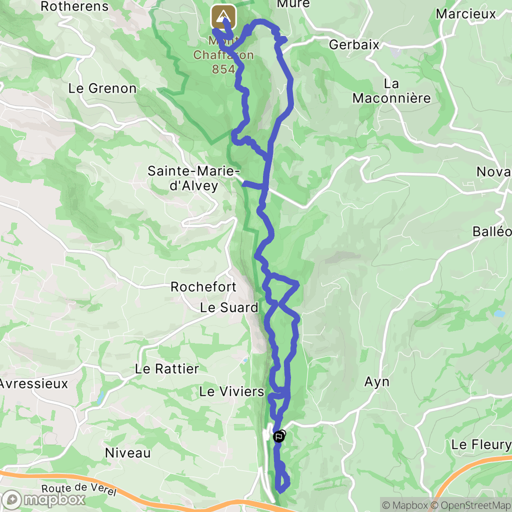 Ayn : carte du parcours de randonnée - France