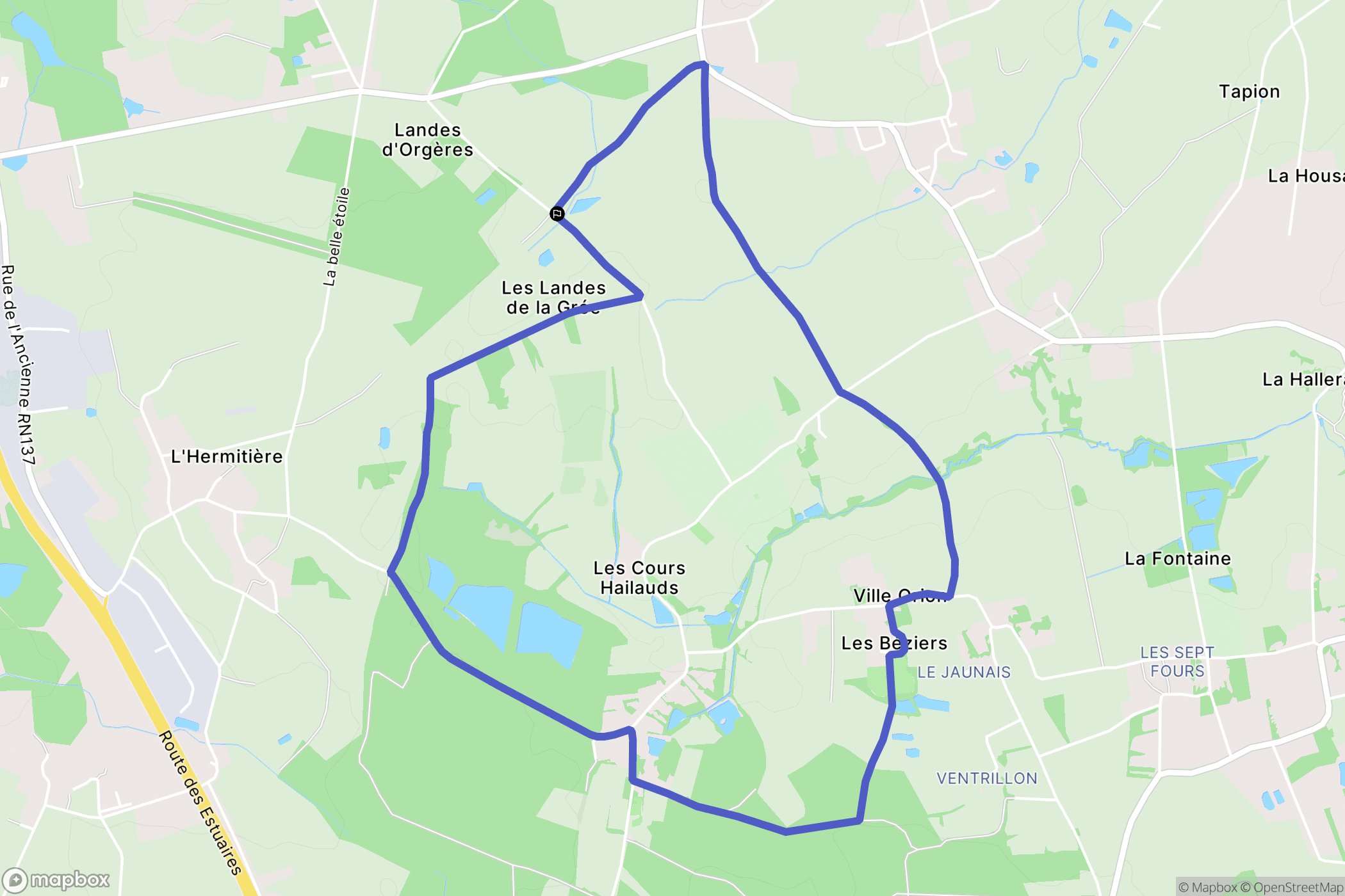 Orgères : carte du parcours de randonnée - France